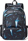 BLUEFAIRY Boys Backpack Elementary Kids School Bags Middle School Primary School Bookbags Lightweight Sturdy Durable Gift with Plenty of Pockets Age 5-9（Black&Blue)