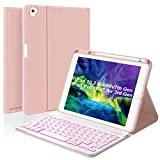 Keyboard Case for iPad 10.2' 9th/8th/7th Generation 2021/2020/2019, Detachable Bluetooth Keyboard with Magnetic Protective Cover for iPad Air 3rd Gen 10.5'/iPad Pro 10.5 inch with Pencil Holder(Pink)