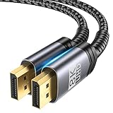 8K DisplayPort Cable 1.4, JSAUX DP Cable 6.6ft（8K@60Hz, 2K@240Hz, 4K@144Hz, 32.4Gbps）, Display Port to Display Port Cable 1.4 (DP to DP Cable) Compatible for Gaming Laptop TV PC Computer Monitor-Grey