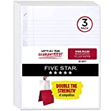 Five Star Loose Leaf Paper, 3 Pack, 3 Hole Punched, Reinforced Filler Paper, Wide Ruled Paper, 10-1/2' x 8', 100 Sheets/Pack (38033)