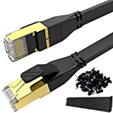 Cat 8 Ethernet Cable 100 FT, High Speed Flat Network LAN Cable 40Gbps 2000MHz Shielded Cat8 Internet Patch Cord with Gold Plated RJ45 Connector for Gaming, PS4, PS5, Router, Modem, PC, Black