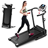 Foldable Treadmill Electric Running Machine: Folding Walking Pad Portable Compact Quiet Jogging Run Treadmills for Home Apartment Commercial Small Spaces Adult Seniors Obese People Exercise (Black)