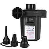 IEasⓄn Air Pump, Car Home Dual-use Air Pump Air Mattress Pump for Inflatable Blow up Pool Raft Bed Boat Toy Exercise Ball AC Inflator Deflator with 3 Nozzles,100-240V (Black)