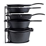 Heavy Duty Pan Organizer, Extra Large 5 Tier Rack - Holds Cast Iron Skillets, Dutch Oven, Griddles - Durable Steel Construction - Space Saving Kitchen Storage - No Assembly Required - Black 15.4-inch