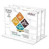NIUBEE Acrylic Sign Holder 8.5x11 Inches 3 Pack Horizontal, T Shape Double Sided Clear Frames, Plastic Paper Flyer Display Holder, Document Menu Table Stand for Office, Store -Landscape