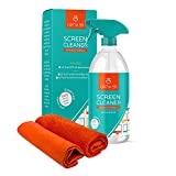 Screen Cleaner Spray Kit | 16oz Large Bottle TV Screen Cleaner Spray + 2 (15x15) Microfiber Cleaning Cloth for Computer Screen Monitor, LED LCD TV, Tablet, Phone, Laptop, Electronic Devices Cleaner