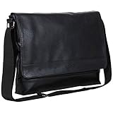 Kenneth Cole Reaction Strident-Class Vegan Leather 15' Laptop & Tablet Crossbody Messenger Bag for Work, School, & Travel, Black, Laptop