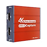 Mirabox USB3.0 4K HDMI Video Capture Card, 1080P 60FPS HD Game Capture Device Cam Link with HDMI Passthrough Work with Xbox PS5 PS4 Switch DSLR for OBS Twitch Live Streaming and Recording (Orange)