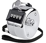 KTRIO Metal Handheld Tally Counter 4-Digit Number Count Clicker Counter, Hand Mechanical Counters Clickers Pitch Counter for Coaching, Knitting, People, Lap, Fishing, Golf and Row, 2 x 1.85 in, Silver