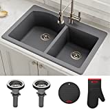 Kraus Forteza 33' Drop-In/Undermount Granite 60/40 Double Bowl Kitchen Sink - Grey (KGD-50GREY)