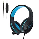 Gaming Headset Noise Cancelling Headphones with Microphone, Volume Control Memory Earmuffs Wired Stereo Headset Compatible with PS4, PS5, PC, Xbox One, Laptop, Nintendo Headphones for Adults and Kids