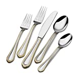 Mikasa Regent Bead Gold 65-Piece Stainless Steel Flatware Set, Service for 12