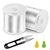 Elastic String for Bracelets, 820 Feet Clear Stretchy String for Jewelry Making with Thread Clippers and 2PCS Threaders (0.8mm, 1mm)