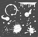 CrafTreat Stain and Splatter Stencils for Painting on Wood, Canvas, Paper, Fabric, Floor, Wall and Tile - Stains and Splatters - 6x6 Inches - Reusable DIY Art and Craft Stencils - Splatter Stencil