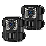 WOSPORTS 2 Pack Mini Trail Camera 1080P Hunting Wildlife Cameras with Night Vision, Upgraded Waterproof IP56 Camera for Home Security Wildlife Monitoring Hunting