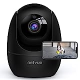 NETVUE Indoor Camera, 1080P FHD 2.4GHz WiFi Pet Camera, Home Camera for Pet/Baby, Dog Camera 2-Way Audio, Indoor Security Camera Night Vision, AI Human Detection, Cloud Storage/TF Card, Black