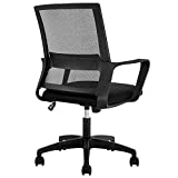 Office Chair Ergonomic Chair Mid Back Mesh Desk Chair Adjustable Height Swivel Mesh Chair Computer Chair with Armrest Lumbar Support (Black)