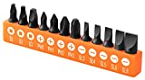 AEJ 12-Pack Screwdriver Bit Set, Square Slotted Phillips Driver Bit Set, 1/4 Hex Shank, S2 Steel, 1'long Drill Bits Set