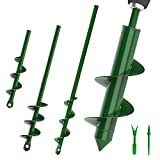 JEMOSH 4pcs Auger Drill Bit-1.6x9', 1.6x17.8', 2x14.5', and 3.15x12'-Garden Post Hole Digger Drill Bit for Bulb Planter Tool, for 3/8' Hex Drive Drill