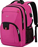 CAFELE 17.3Inch Large Laptop Backpack for Teenager Travel School Work w/USB Charging Port Women,Pink