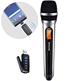 USB Wireless Microphone, Alvoxcon UHF Dynamic mic for Android, PC Computer, Laptop, PA, Podcasting, Vlogging, YouTube, Vocal Recording, Gaming, Singing Practice (System with USB Receiver)