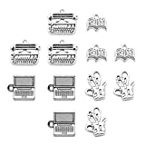 BOSATE 12pcs Authors Charms Collection Writer Charms Pendant Laptop/Pen Holder/Typewriter/Book Charms for Jewelry Making DIY Findings (Authors Charms1)