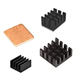 Easycargo Raspberry Pi 4 Heatsink Kit Aluminum + Copper + 3M 8810 Thermal Conductive Adhesive Tape for Cooling Cooler Raspberry Pi 4 B, 3 B+, Pi 3 B, (4pcs)