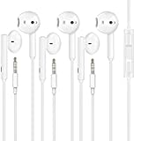 3 Pack Earbuds/Headphones/Earphones with 3.5mm Wired in Ear Headphone Plug(Built-in Microphone & Volume Control) Compatible with iPhone,iPad,iPod,PC,MP3/4,Android,Laptop