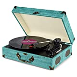 Vinyl Turntable Record Player with Built-in Bluetooth Receiver & Stereo Speakers,3 Speed 3 Size All-in-one Suitcase Record Player for Entertainment and Home Decoration,Support Vinyl-to-MP3 Recording