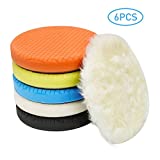 Autolock 6' Buffing Polishing Pads, 6Pcs 6.5inch 165mm Face for 6 Inch Backing Plate Compound Buffing Sponge and Woolen Pads Cutting Polishing Pad Kit for Car Buffer Polisher, Polishing and Waxing