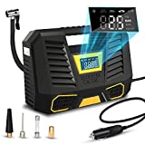 Air Compressor Tire Inflator for Car Tires 12V DC Auto Tire Pump with Digital Pressure Gauge，with Emergency LED Light for Car, Bicycle and Other Inflatables
