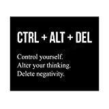 'Control Yourself-Alter Your Thinking-Delete Negativity' Motivational Wall Art -10 x 8' Typographic Print-Ready to Frame. Inspirational Home-Office-Desk-School-Gym Decor. Great Gift of Motivation!