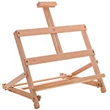 U.S. Art Supply 24' High Small Laptop Wooden H-Frame Studio Easel - Artists Adjustable Tabletop Beechwood Painting and Display Easel, Holds Up To 19' Canvas, Portable Sturdy Table Desktop Holder Stand