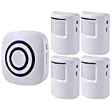 Seanme Motion Sensor Alarm, Wireless Driveway Alarm, Home Security Business Detect Alert with 4 Sensor and 1 Receiver,38 Chime Tunes - LED Indicators for Indoor Use