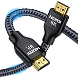 8K HDMI 2.1 Cable 6 ft, ARISKEEN 48Gbps Ultra High Speed HDMI Braided Cord, Supports 8K@60HZ, 4K@120Hz, DTS:X, HDCP 2.2 & 2.3, eARC, HDR 10, Compatible with TV Xbox PS4 PS5 Monitor Blu-Ray - 6FT