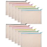 12 Pieces Multipurpose Cosmetic Bag Makeup Pouches with Zipper Canvas Bag Pencil Pouch Travel Toiletry Bag for Women Girls DIY Design (S)