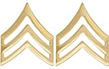 CUSTOM U.S. Army Metal Pin On Enlisted Rank NON-SUBDUED (SHINY) - 1 PAIR (E5 SGT), E-5 Sergeant, Regulation