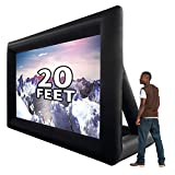 GYUEM 20 feet Inflatable Portable Projector Movie Screen - Huge Air-Blown Cinema Projection Screen Package with Rope, Blower ,Tent Stakes - Front & Rear Projection,for Outdoor Party Backyard Pool Fun