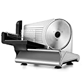 Flexzion Electric Meat Slicer for Home Kitchen Use, Deli Meat Slicer, Frozen Meat Slicer Machine, Small Mini Food Cutter for Bacon Beef Jerky Ham Hard Cheese with 7.5' Stainless Steel Blade