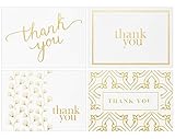 100 Thank You Cards Bulk, Thank You Notes, Alabaster White Gold Professional Blank Note Cards with Envelopes, Small Business, Wedding, Gift Cards, Christmas, Graduation, Baby Shower, Funeral, 4x6 Photo Size