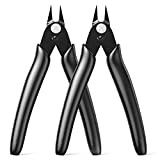 BOENFU Wire Cutters Zip Tie Cutters Micro Flush Cutter 2 Pack 5 Inch Precision Wire Clippers Hobby Snips Small Side Cutting Pliers for Jewelry Making, Electronics | Black
