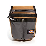 Dickies Zipper Pocket Canvas Pouch for Tool and Work Belts, Four Pockets, Cushioned Pocket, Grey/Tan