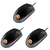 3pcs Portable RGB Gaming Game Computer Non- Slip Mute Peripheral Students Black Mice USB Led Business Frosted Laptop Home Adjustable Photoelectric Accessories for Breathing