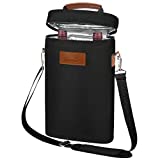Tirrinia 2 Bottle Wine Tote Carrier - Leakproof & Insulated Padded Versatile Wine Cooler Bag for Travel, BYOB Restaurant, Wine Tasting, Party, Dinner, Great Christmas Day Gift for Wine Lover, Black