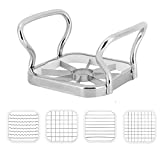 Margoog 5 in 1 Chopper Vegetable Cutter French Fry Cutter Manual Potato Slicer Potato Chip Maker Stainless Steel Fruit Slicer for Potato Onion Cheese
