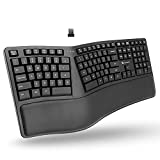 X9 Performance Ergonomic Keyboard Wireless - Your Comfort Matters - Full Size Rechargeable 2.4G Ergonomic Wireless Keyboard with Wrist Rest - 110 Key Split Ergo Computer Keyboard for PC | Chrome