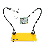KOTTO Third Hand Soldering Tool PCB Holder Two Magnetic Based Flexible Metal Arms Helping Hands Crafts Jewelry Hobby Workshop Helping Station Non-Slip Steel Weighted Base