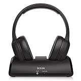 Besign BTH01 Wireless Headphones for TV Watching with Bluetooth Transmitter Charging Dock, Bluetooth TV Headsets, 100ft Range No Audio Delay, Digital Optical RCA AUX, Full Black