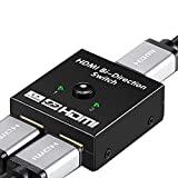 AB HDMI Switcher, Kisdoo 2-in 1-Out Bi-Directional AB Switch Selector Box HDMI Supports 4K 3D HD 1080P for Xbox PS4 HDTV