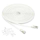 Amazon Basics Cat 7 Gigabit Ethernet Patch Internet Cable, Flat - 30FT, 1Pack, White - Include 15 Nails